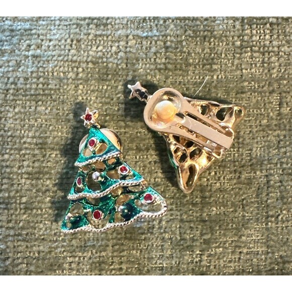 Clip On Earrings Christmas Tree Candles Bells Drum Silver Gold Plate Lot 4 Pairs - Picture 2 of 11